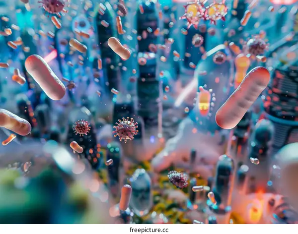 Microscopic view of a virus