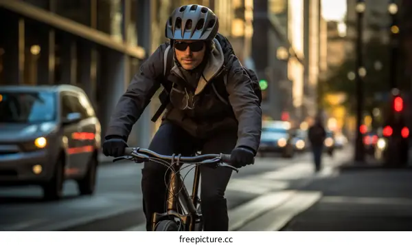 Cyclist riding a bicycle in the city