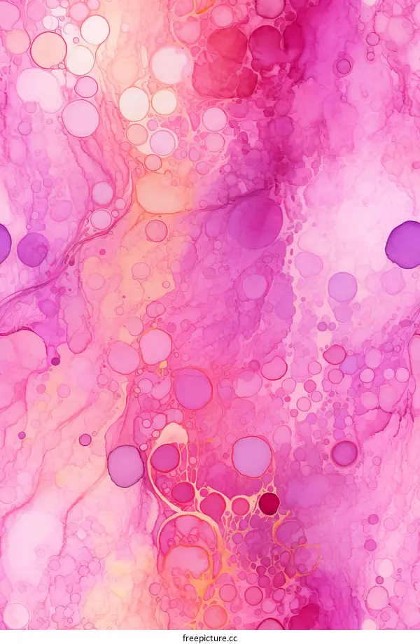 Pink and purple abstract painting with circular shapes