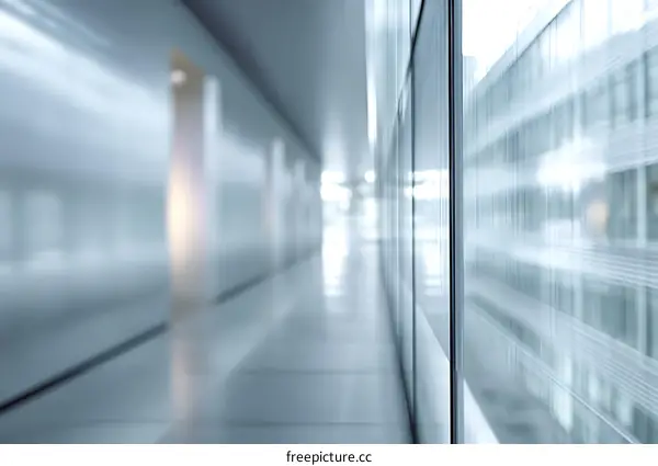 Modern Office Corridor with Glass Walls