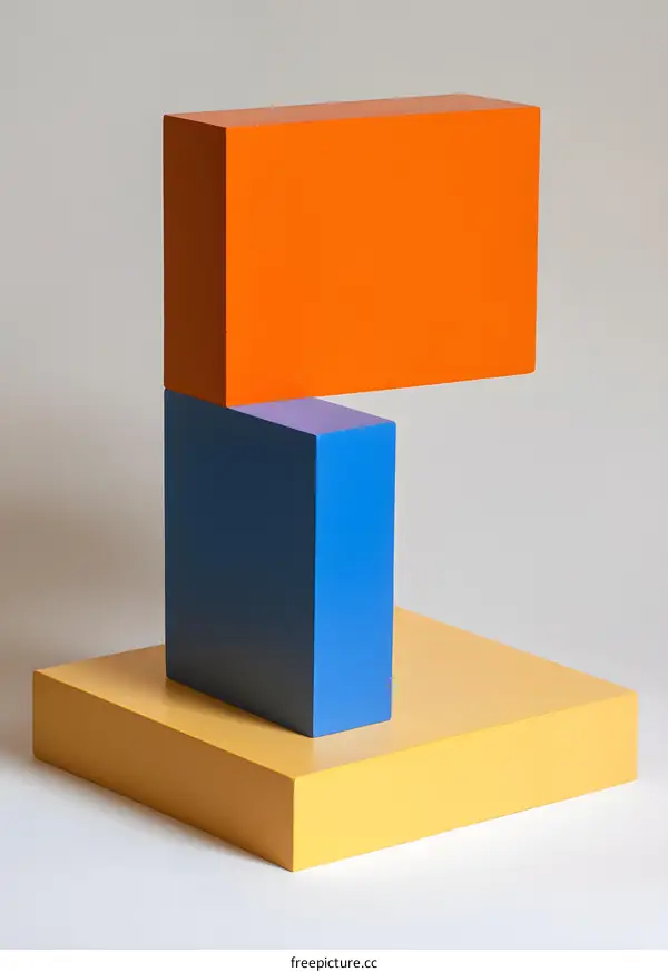 Abstract Minimalist Geometric Shapes Composed of Orange Blue and Yellow