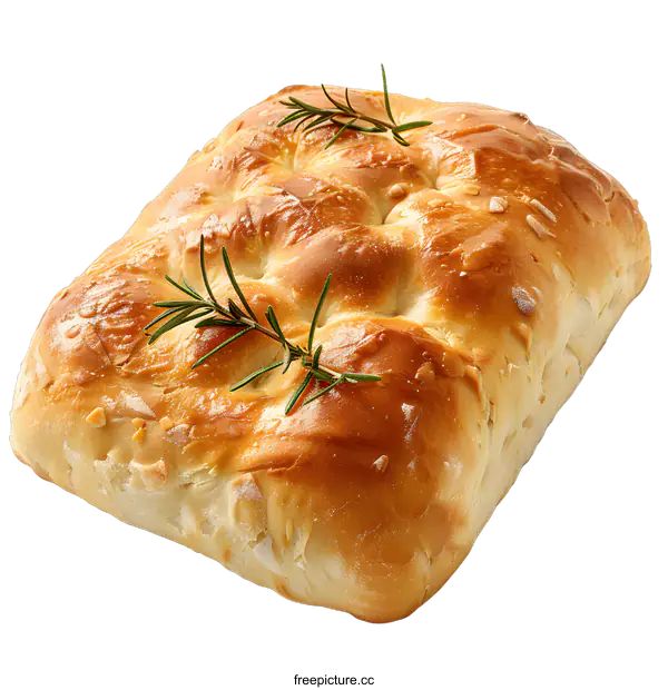 [Transparent Background PNG]Freshly baked focaccia bread with rosemary