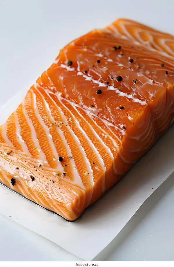 Fresh Salmon Fillet Seasoned with Salt and Pepper