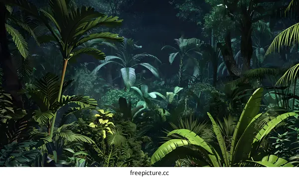 Tropical Rainforest Night Background