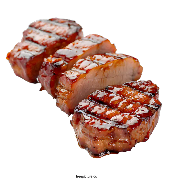 [Transparent Background PNG]Grilled pork tenderloin with teriyaki sauce