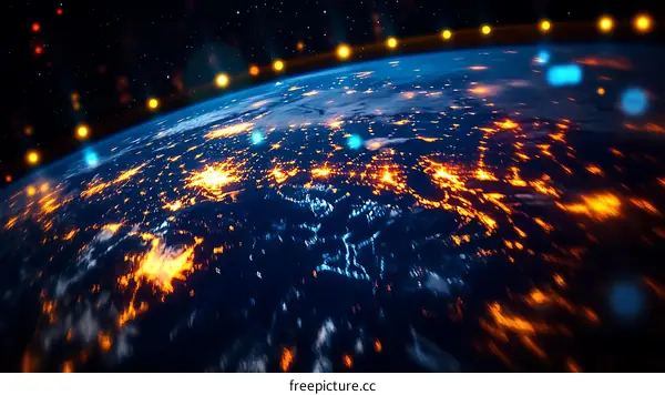 Earth at Night with City Lights