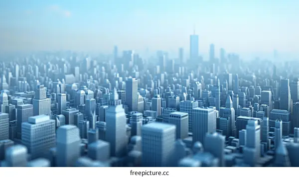 Modern Cityscape with Blue and White Tones