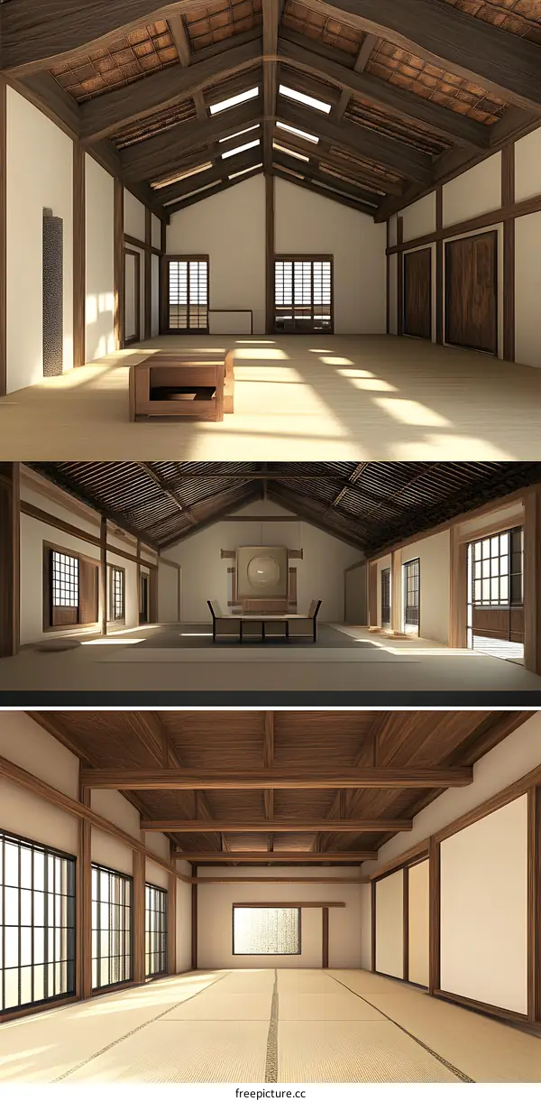 Japanese Traditional House Interior Design with Tatami Mat Floor