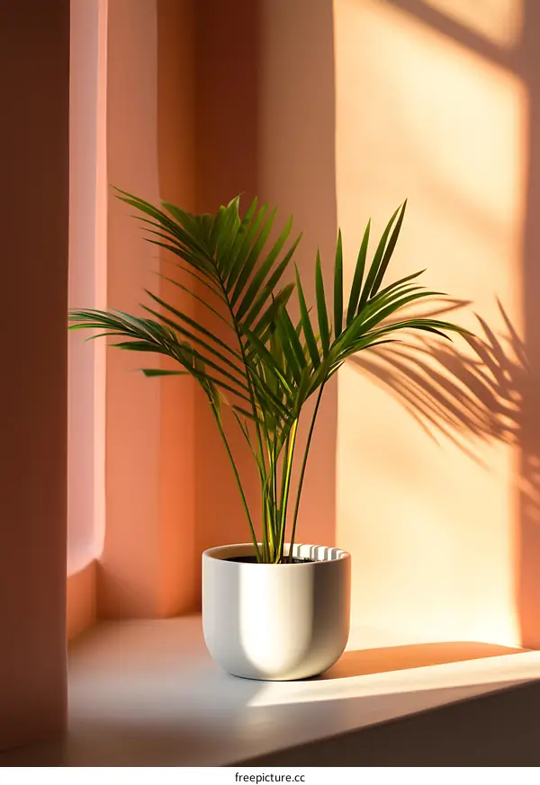 Green Plant In White Pot On Window Sill
