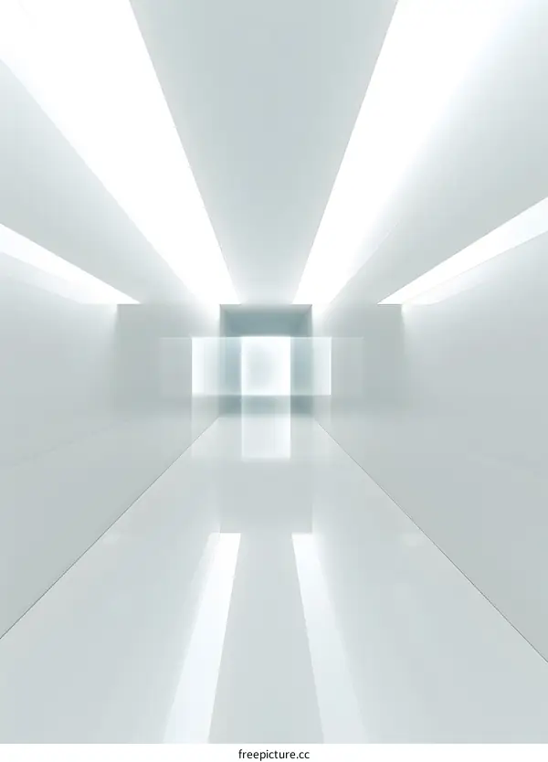 White Corridor with Bright Lights