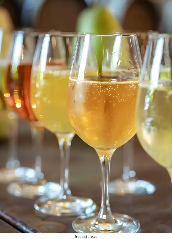 Close Up of Glasses Filled with Sparkling Wine