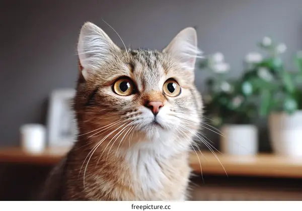 Close Up of a Curious Tabby Cat