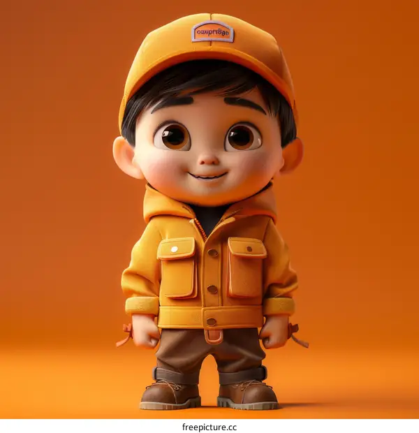 3D Illustration of a Cute Boy in Yellow Outfit