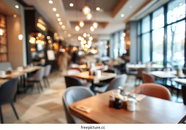 Blurred Cafe Interior with Diners