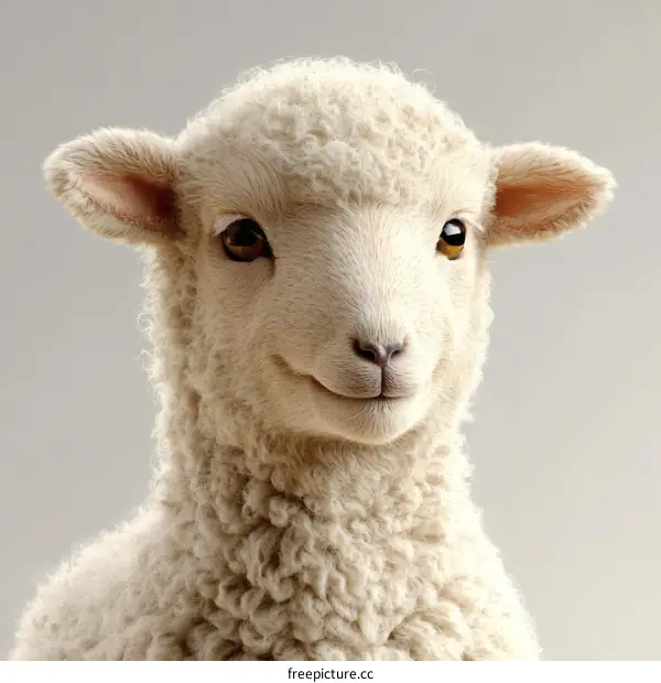 Adorable Baby Lamb Portrait Close Up