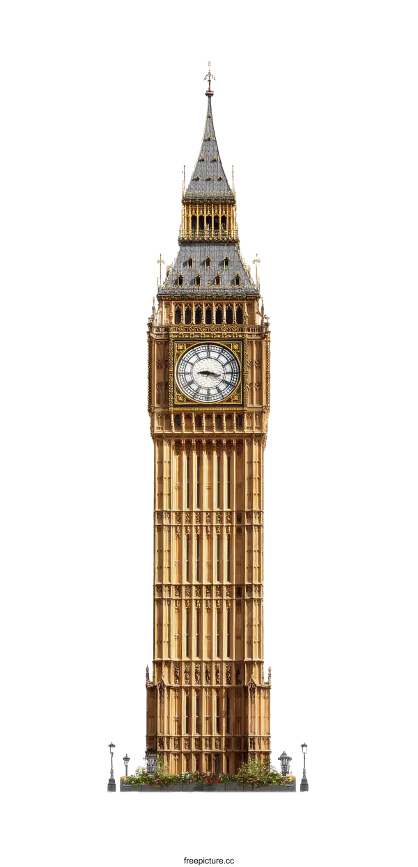 [Transparent Background PNG]Iconic London Big Ben Clock Tower Architectural Landmark