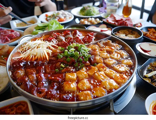 Delicious Chinese Food Hot Pot With Tofu And Meat