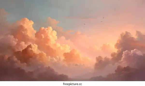 Pastel Sunset Cloudscape Painting