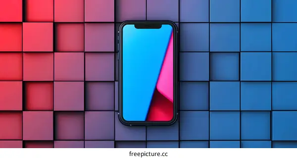 Abstract Phone with Blue Pink Gradient Background