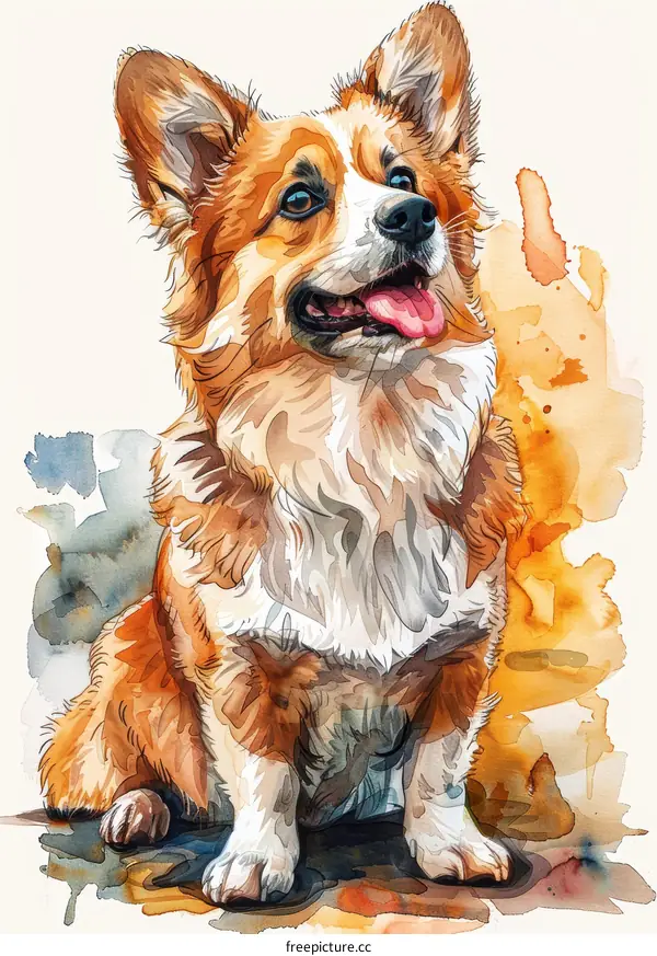 Watercolor Painting of a Cute Welsh Corgi Dog