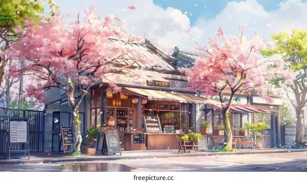Japanese Restaurant with Cherry Blossom Decor