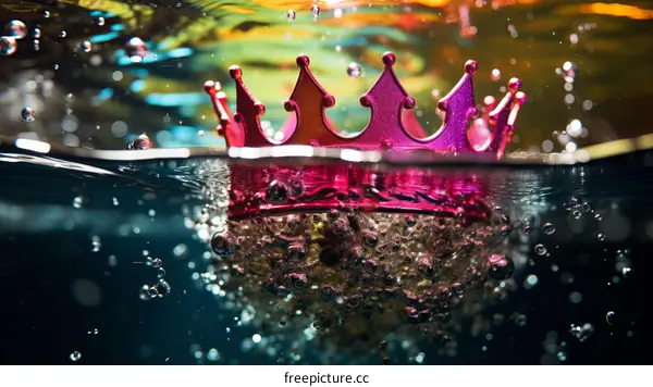 Pink Crown Floating in Underwater Fantasy
