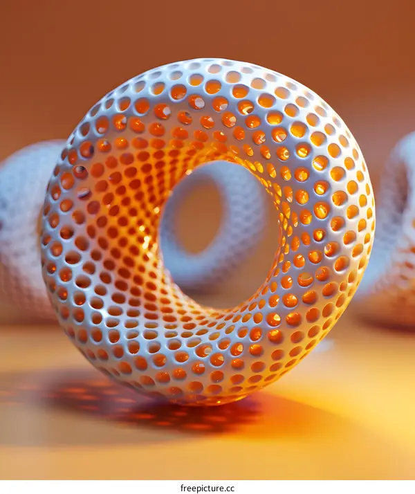 3D rendering of a white torus with a hole in the middle