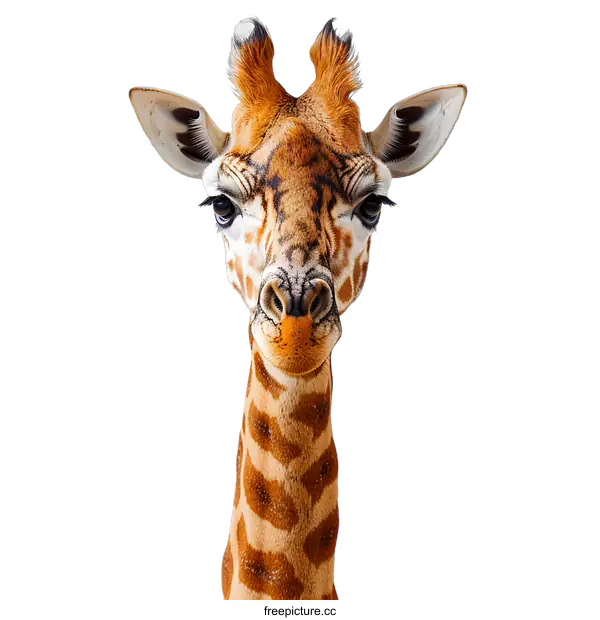 [Transparent Background PNG]Giraffe Portrait on White Background
