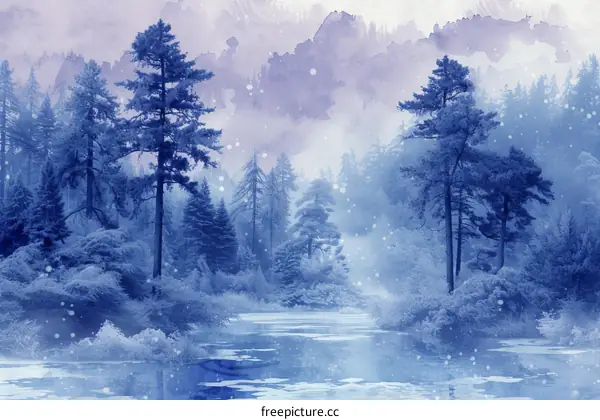 Blue Winter Forest