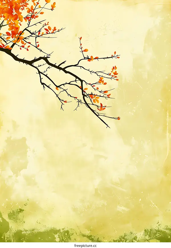 Vintage Background with Branch and Leaves