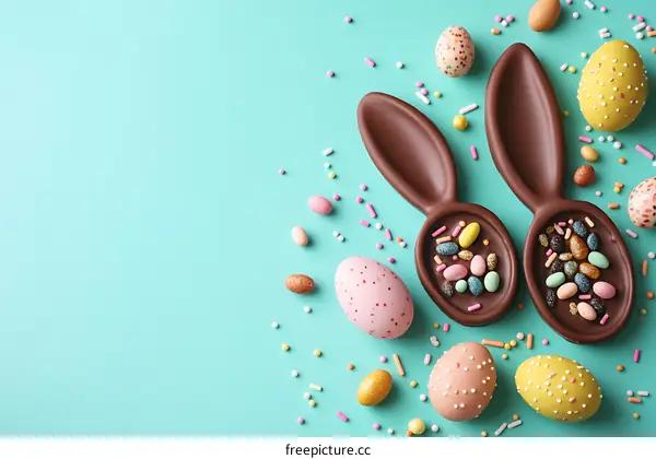 Chocolate Easter Bunny Ears with Decorated Eggs