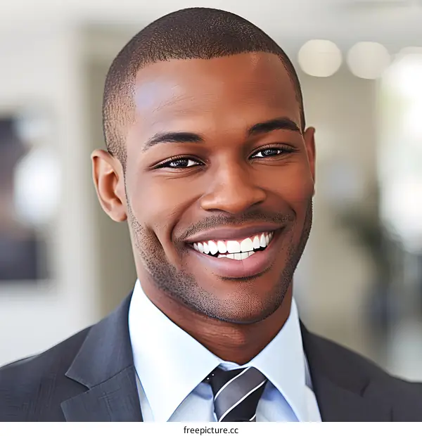 Smiling Black Businessman in Suit