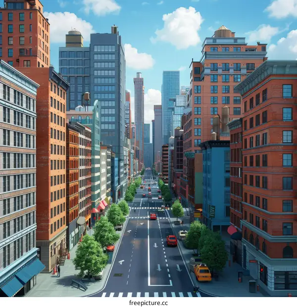 City Street Scene with Modern Buildings