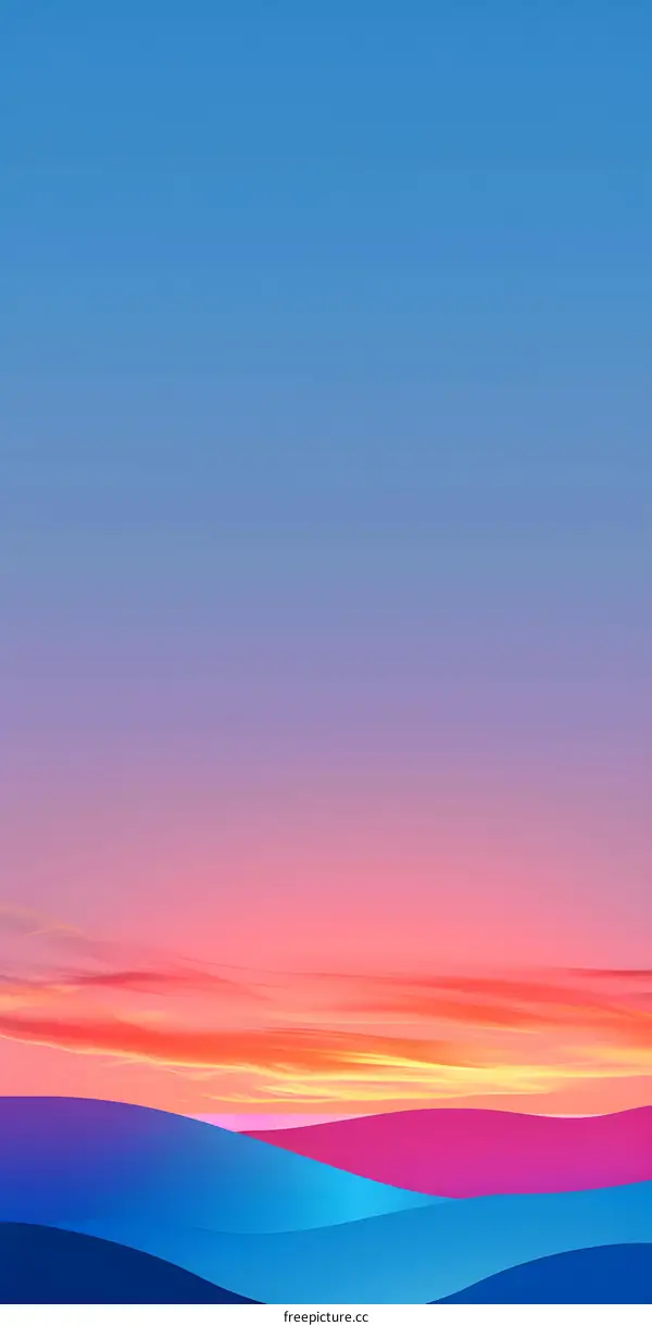 Abstract Sunset Hills Minimalist Landscape Background