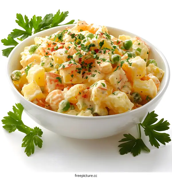 Potato salad with vegetables and parsley