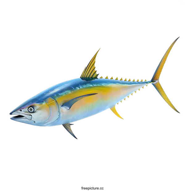 [Transparent Background PNG]Yellowfin tuna isolated on white background