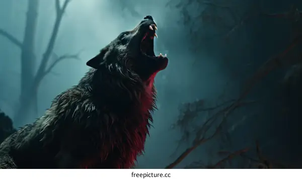 Wolves Howling in the Forest at Night