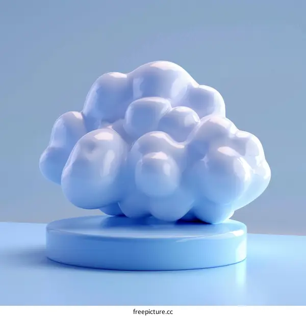 Abstract Blue Cloud on Podium - Minimalist 3D Render