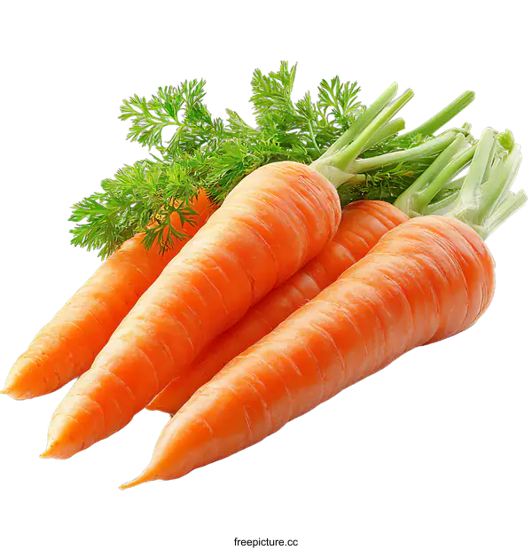 [Transparent Background PNG]Fresh Carrots with Green Tops Close Up