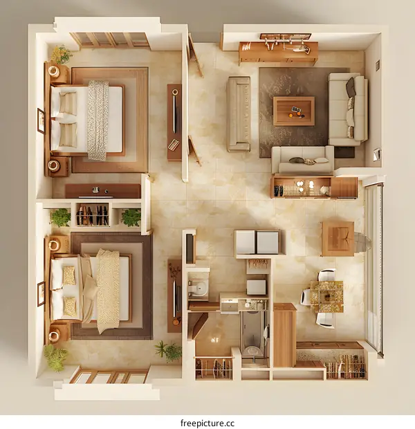 Top View of a Modern Apartment Floor Plan