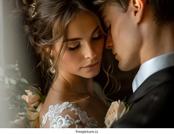 The bride and groom at their wedding