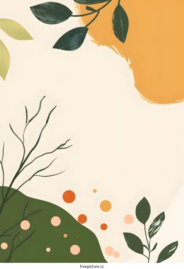 Abstract Green and Orange Leaves Background