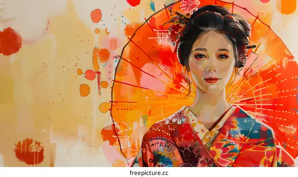 Portrait of a Japanese woman in traditional clothing