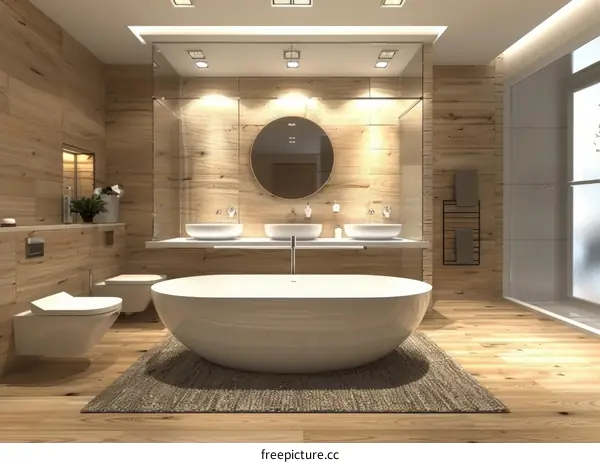 Modern Wooden Luxury Bathroom Interior Design