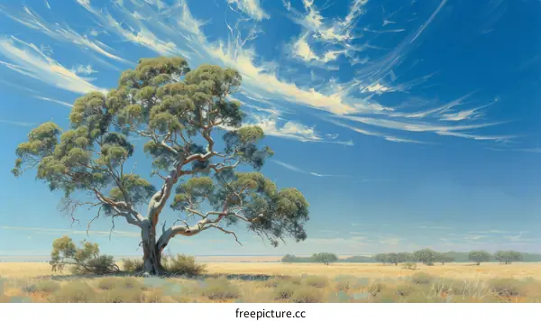 tree in the middle of a vast field