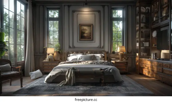 Elegant Classic Bedroom Interior Design Illustration