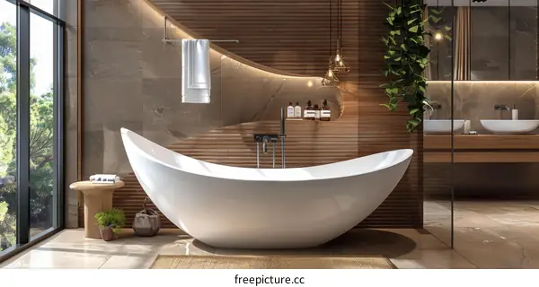 Modern Luxury Bathroom Design with Oval Bathtub