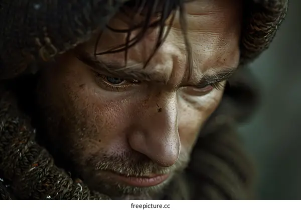 portrait of a man with a beard and a hood