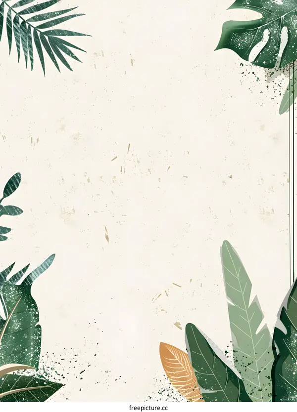 Green Leaves on a White Background