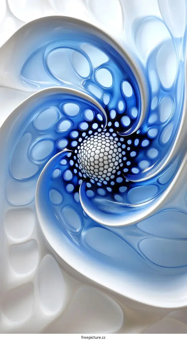 Abstract Blue and White Spiral Design